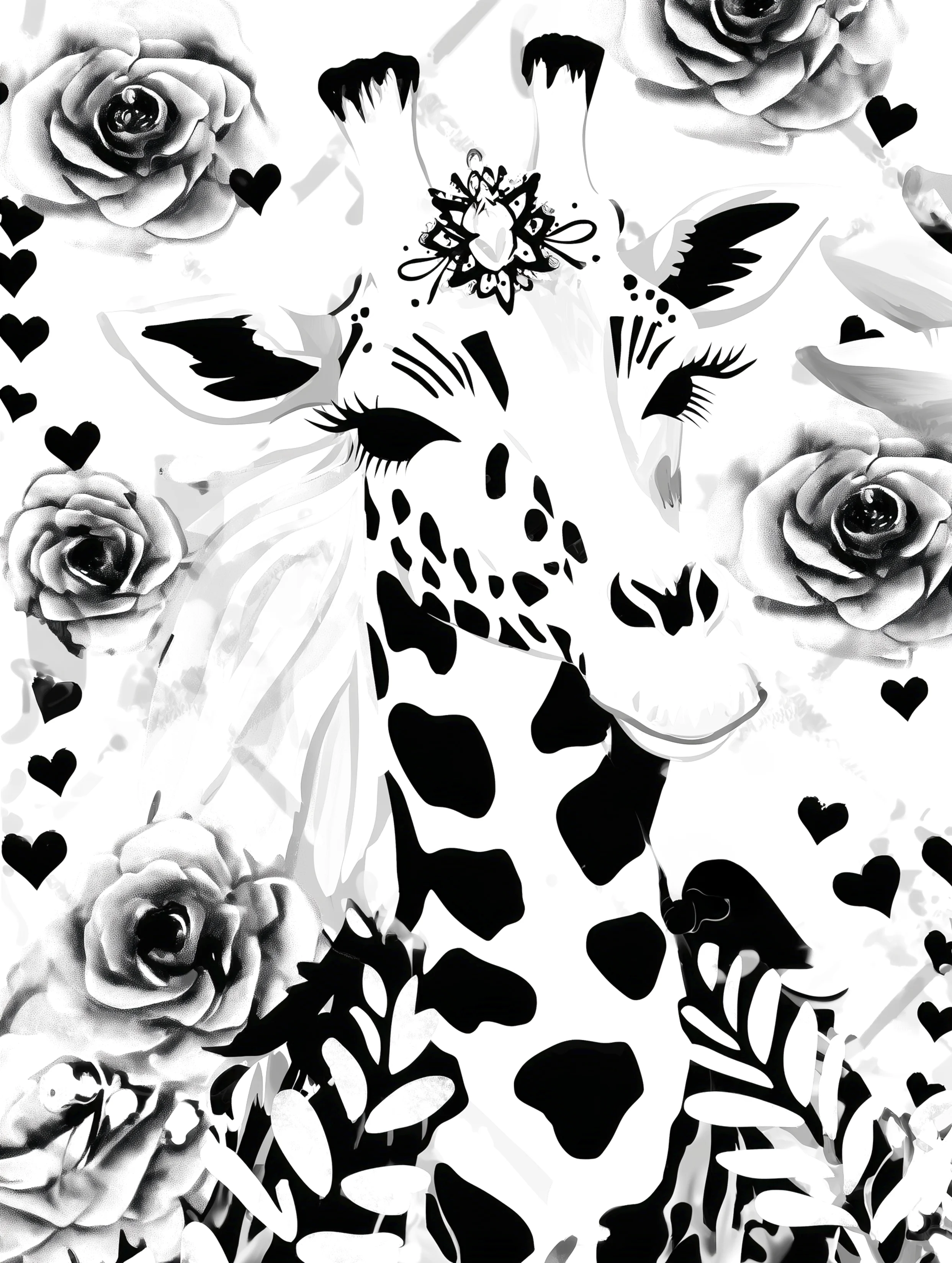 Free printable giraffe coloring page featuring a smiling giraffe